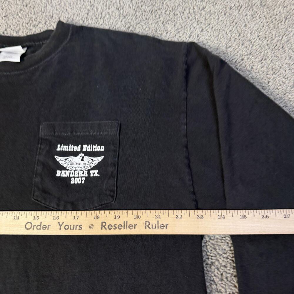 Thunder In The Hill Country Shirt Mens XL Black 2007 Biker Rally Long Sleeve - Picture 10 of 11